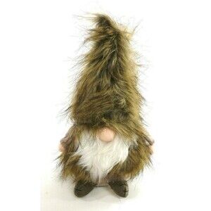 NEW Fuzzy furry PLUSH GNOME Figure bean bottom tall hat 12" tall
